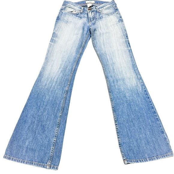 Armani Exchange Parras Dark Stone Light Wash Wide Leg Denim Jeans Size 2 Short - Picture 2 of 8